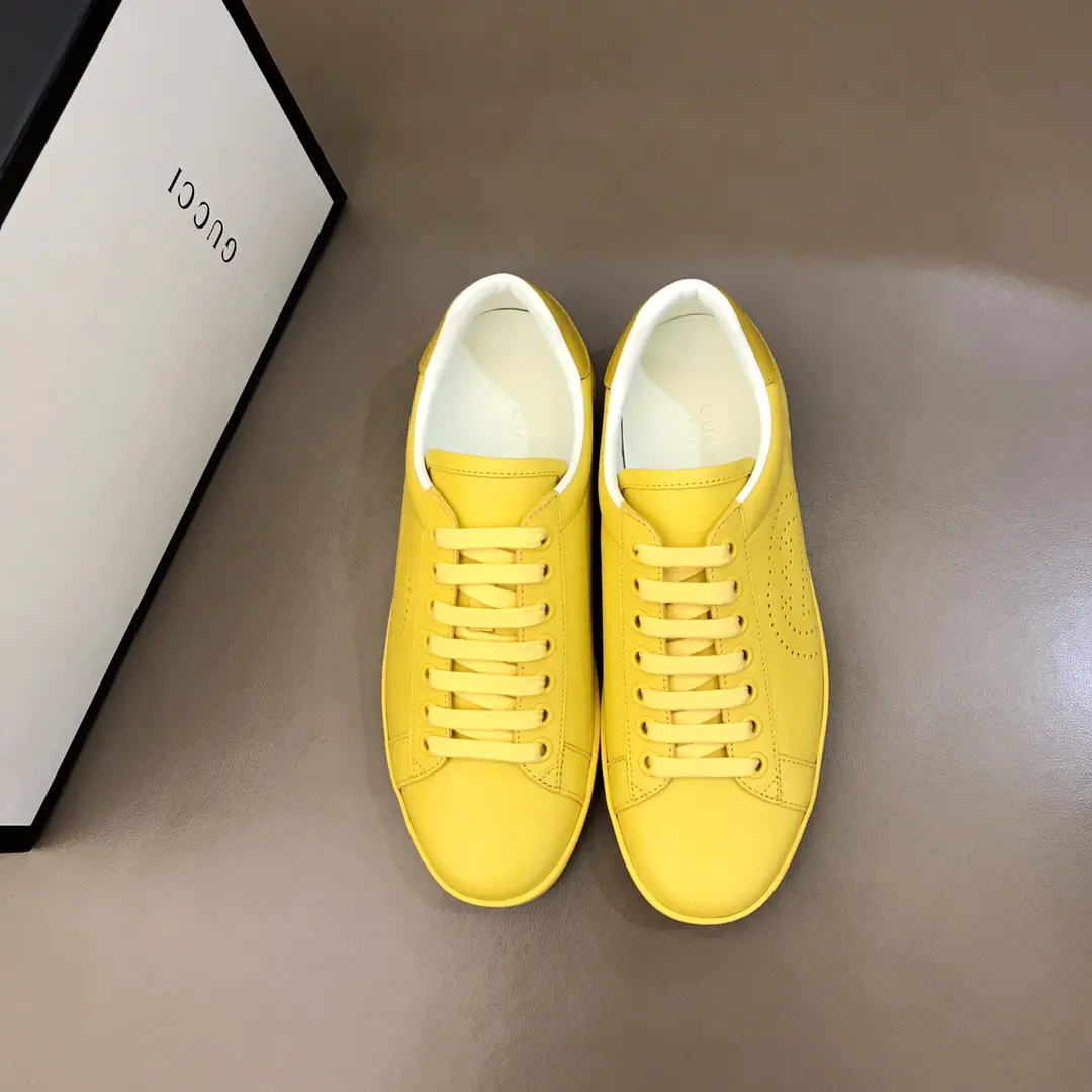 Flexible G House  White Sneakers – Yellow Lace-Up Style with High Quality Replica Shoes Design for Women Size 35-39, Men Size 38- 869