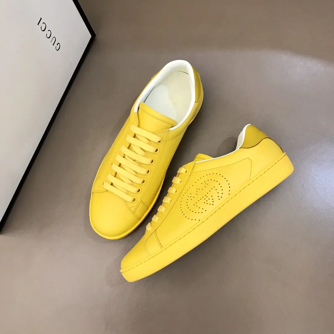 Flexible G House  White Sneakers – Yellow Lace-Up Style with High Quality Replica Shoes Design for Women Size 35-39, Men Size 38- 869