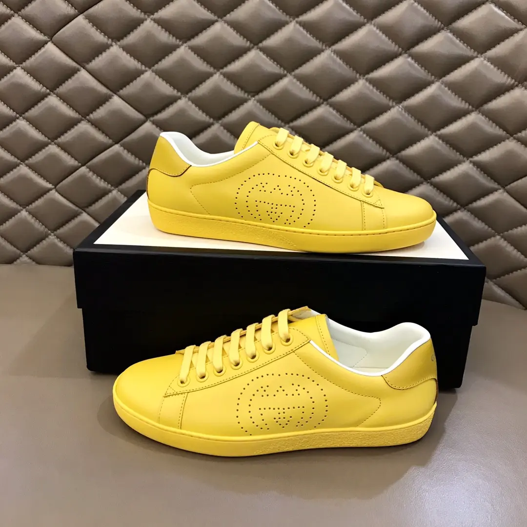 Flexible G House  White Sneakers – Yellow Lace-Up Style with High Quality Replica Shoes Design for Women Size 35-39, Men Size 38- 869