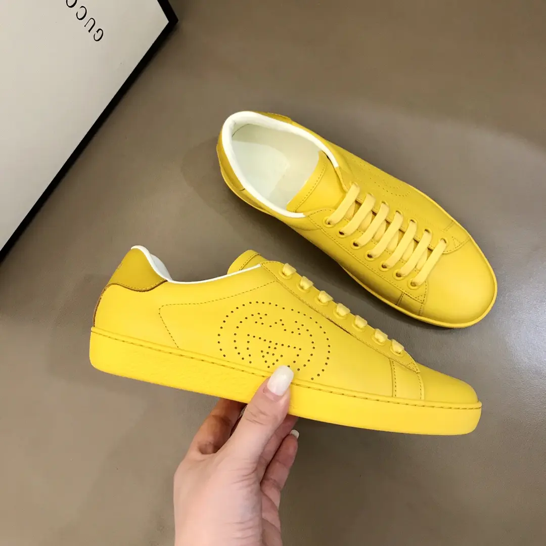 Flexible G House  White Sneakers – Yellow Lace-Up Style with High Quality Replica Shoes Design for Women Size 35-39, Men Size 38- 869