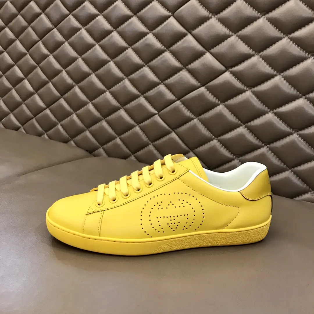 Flexible G House  White Sneakers – Yellow Lace-Up Style with High Quality Replica Shoes Design for Women Size 35-39, Men Size 38- 869