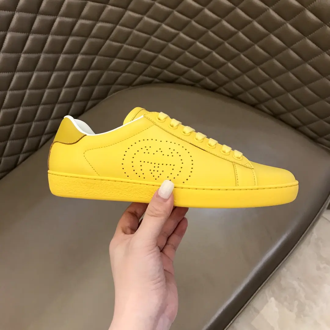 Flexible G House  White Sneakers – Yellow Lace-Up Style with High Quality Replica Shoes Design for Women Size 35-39, Men Size 38- 869