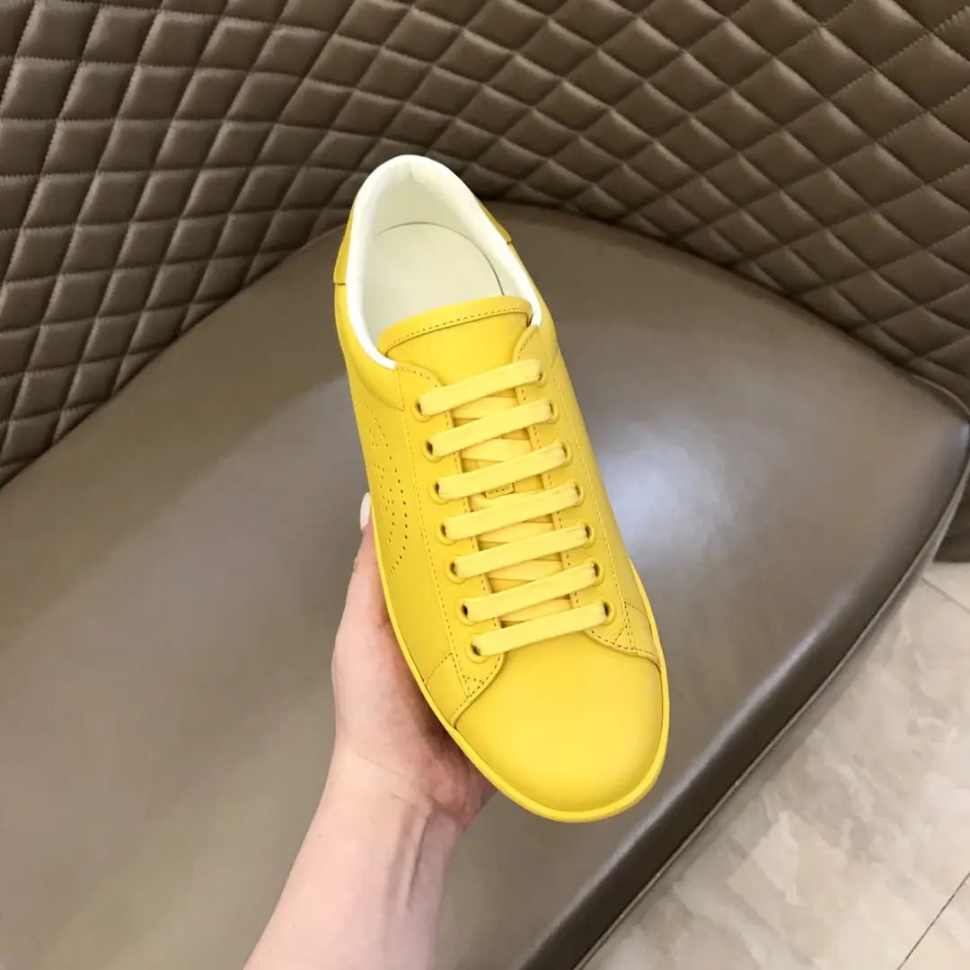 Flexible G House  White Sneakers – Yellow Lace-Up Style with High Quality Replica Shoes Design for Women Size 35-39, Men Size 38- 869