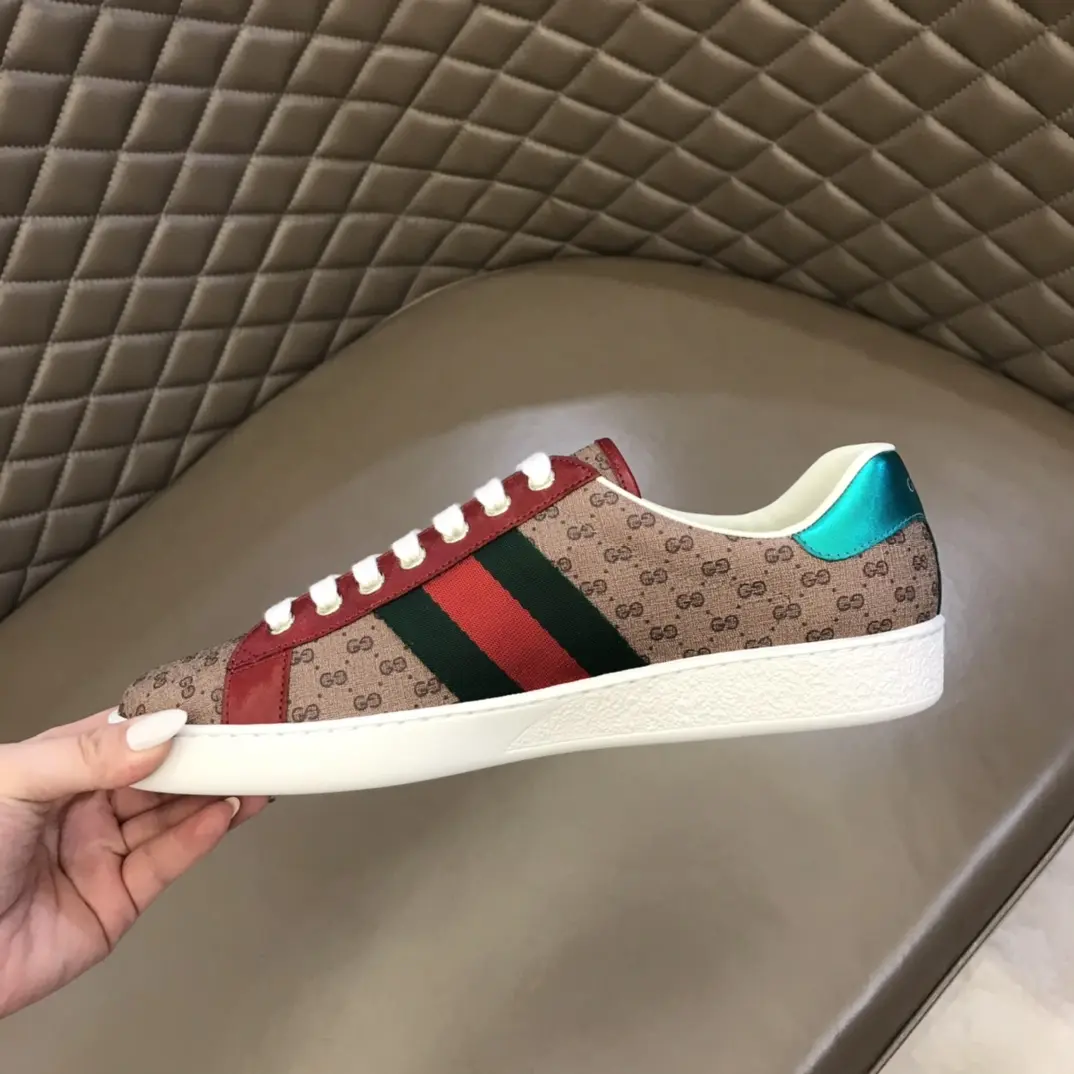 Vibrant G House x Doraemon  White Sneakers – Red and Beige GG Supreme Canvas Ace Style with High Quality Replica Design 848