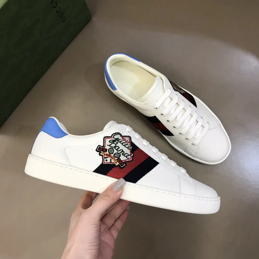 Stylish Gucci Ace Sneaker White Blue Low-Top –  Rep Shoes & High Quality Replica Shoes 812