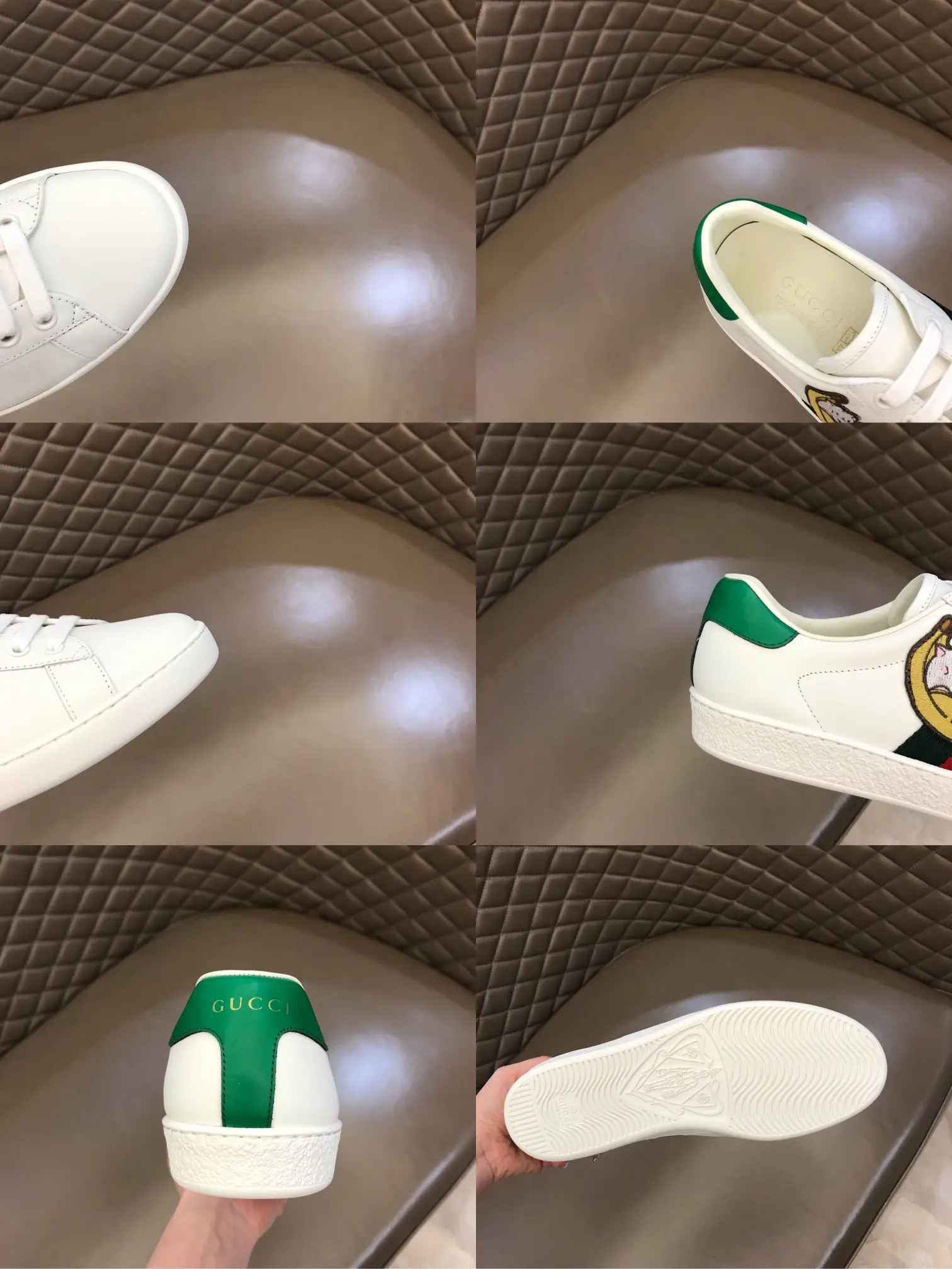OdorResistant Gucci Ace Sneaker White with Green Stripe – High Quality Replica Gucci Shoes 813