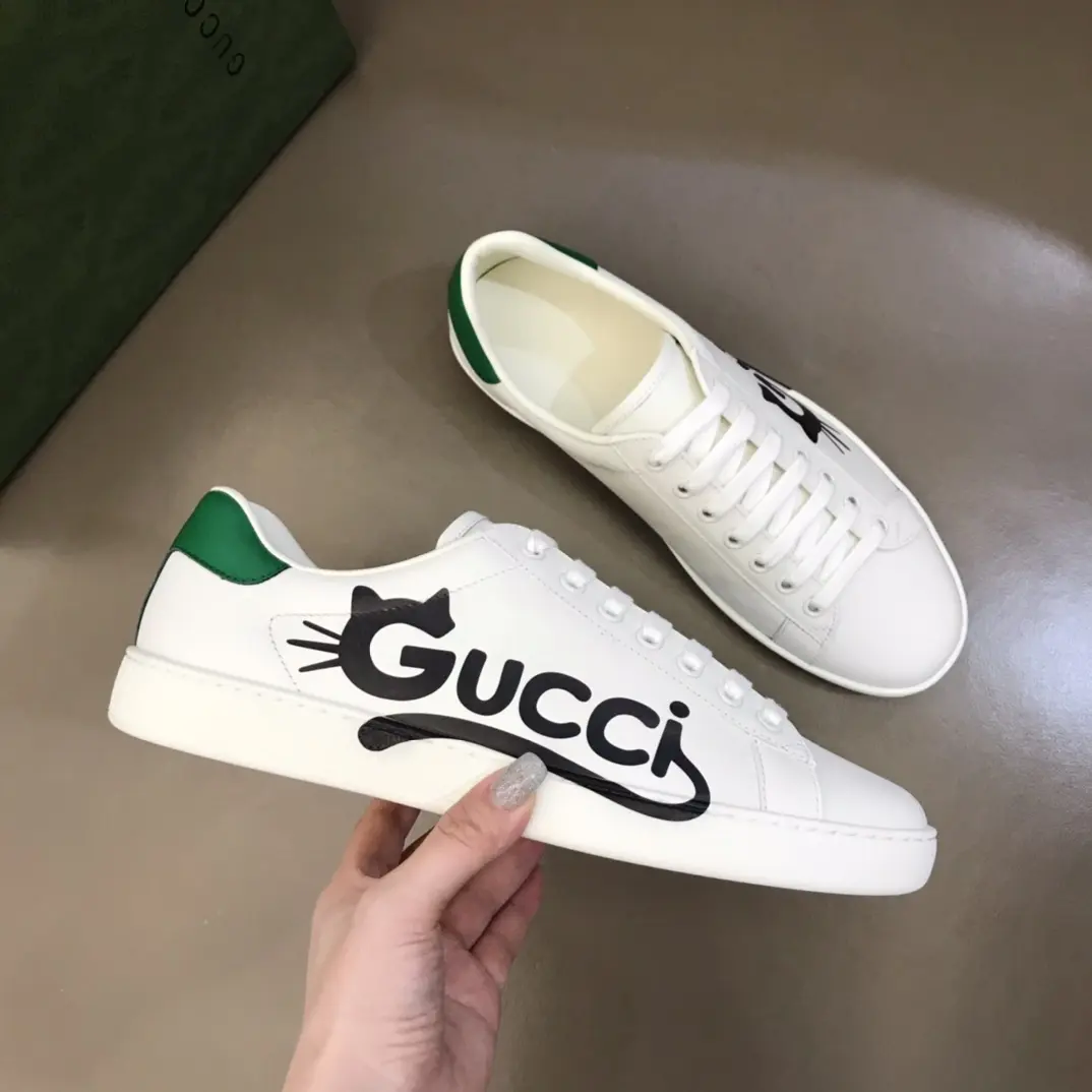 TopPick Gucci Ace Sneaker White with Green Trim – High Quality Replica Gucci Shoes 810