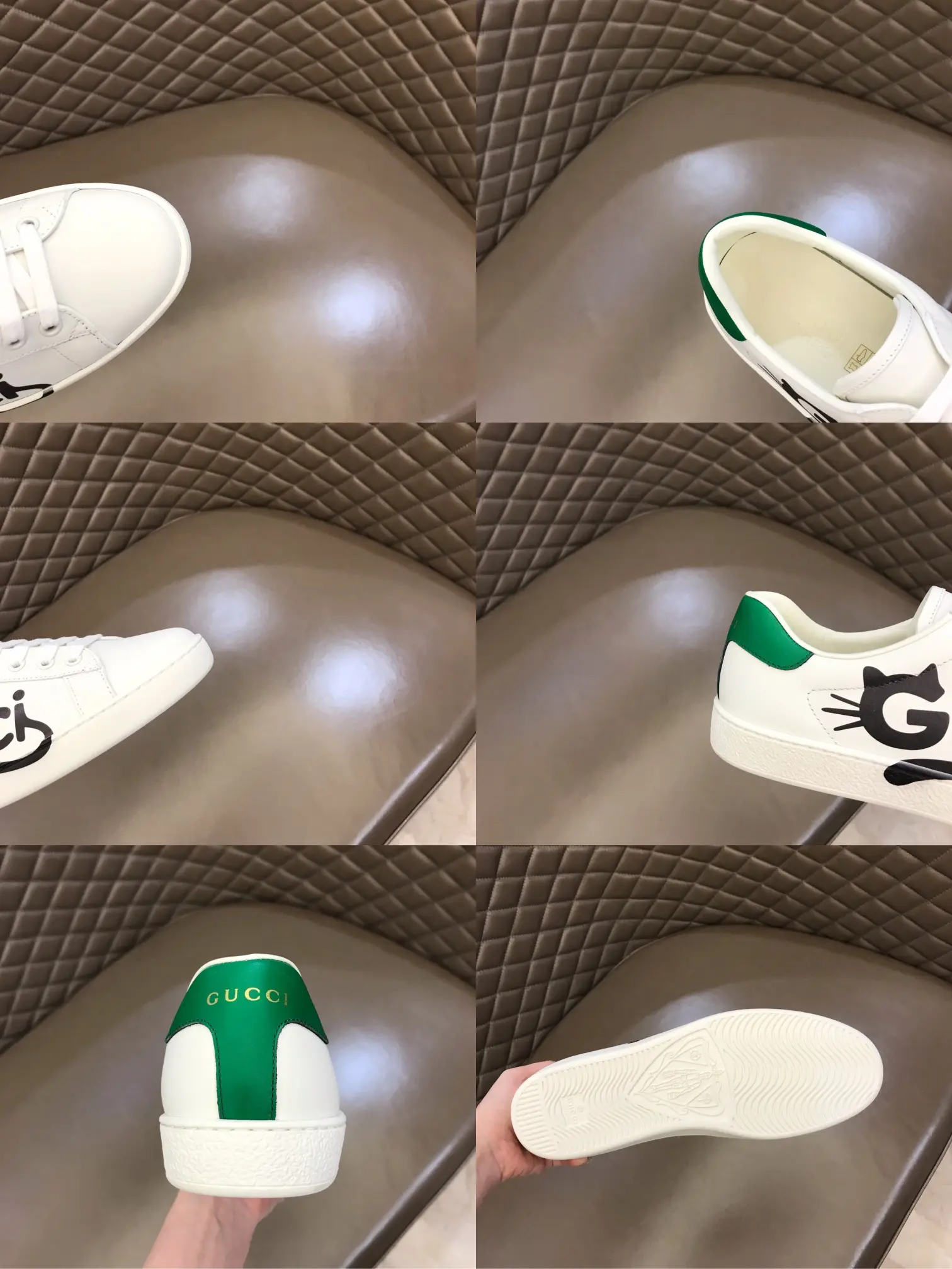 TopPick Gucci Ace Sneaker White with Green Trim – High Quality Replica Gucci Shoes 810