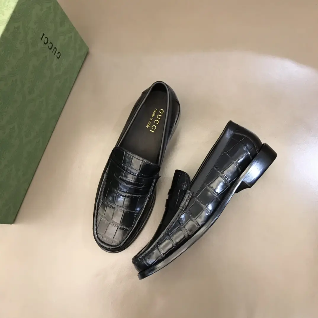DailyWear Gucci Business  Loafers, Black, Crocodile – Premium Rep Shoes & Replica Shoes 891