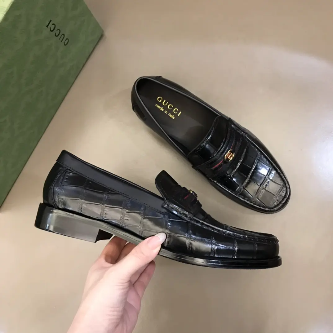 DailyWear Gucci Business  Loafers, Black, Crocodile – Premium Rep Shoes & Replica Shoes 891