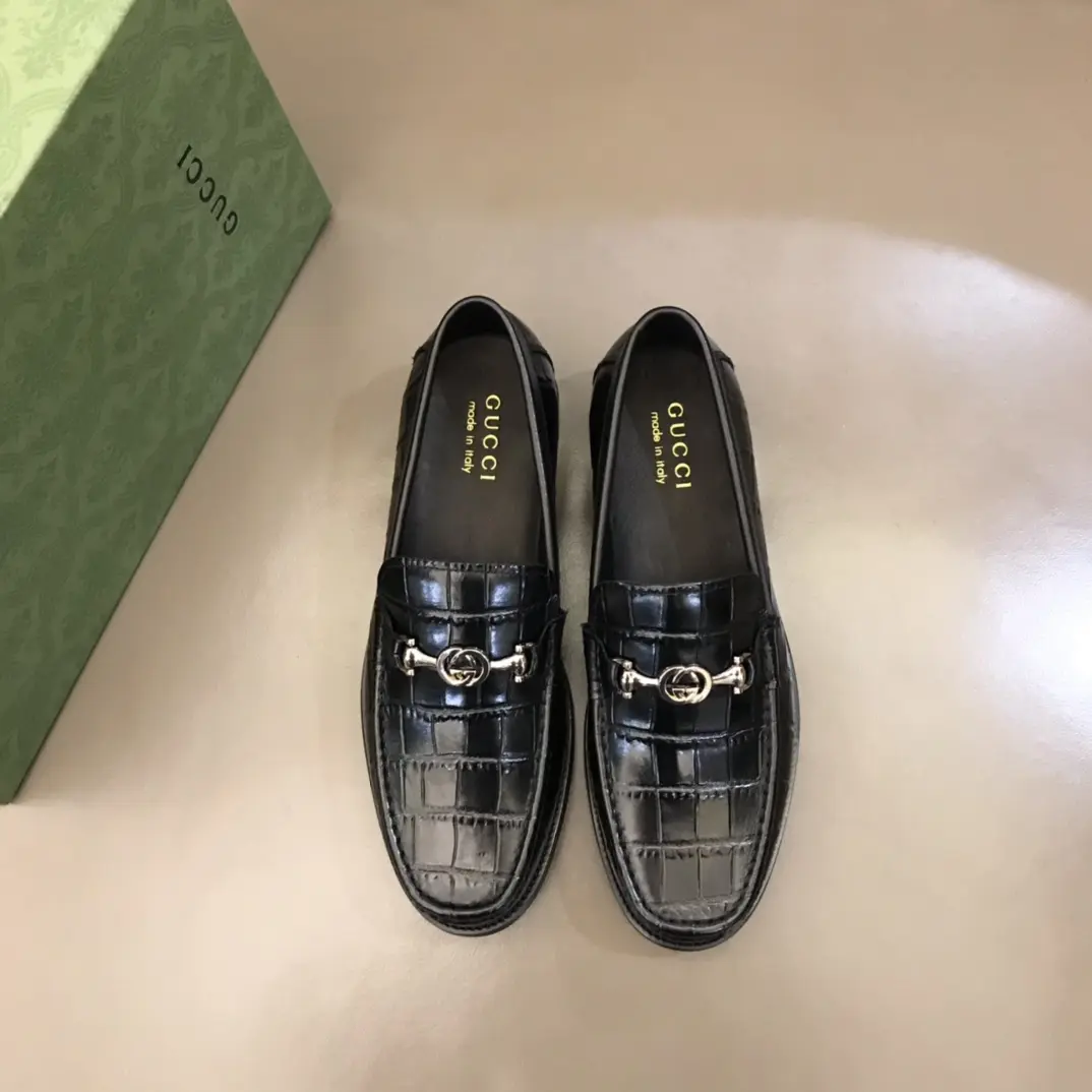 Gucci Business  Loafers, Black Crocodile, High-Quality Rep Shoes and Replica Footwear Premium 906