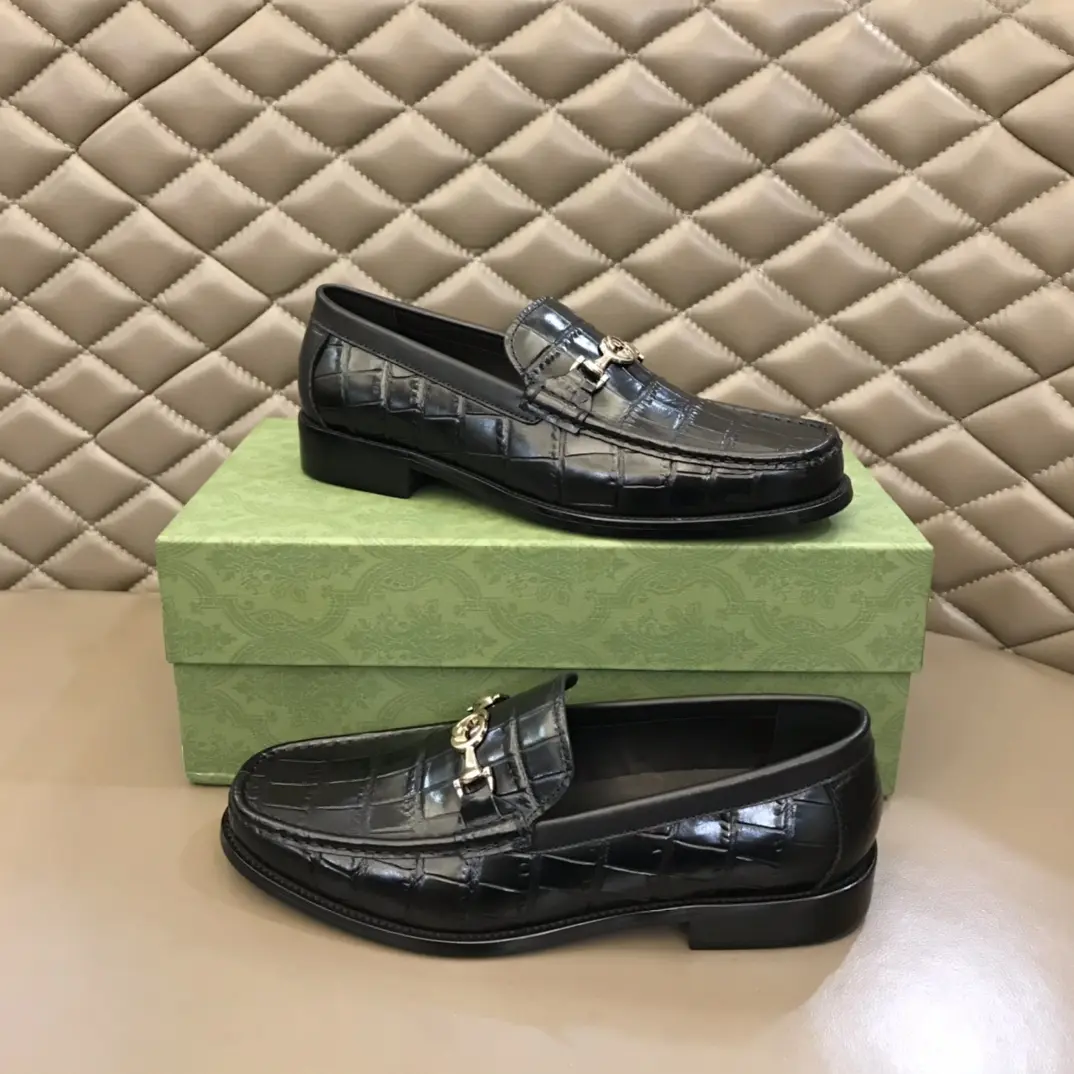 Gucci Business  Loafers, Black Crocodile, High-Quality Rep Shoes and Replica Footwear Premium 906