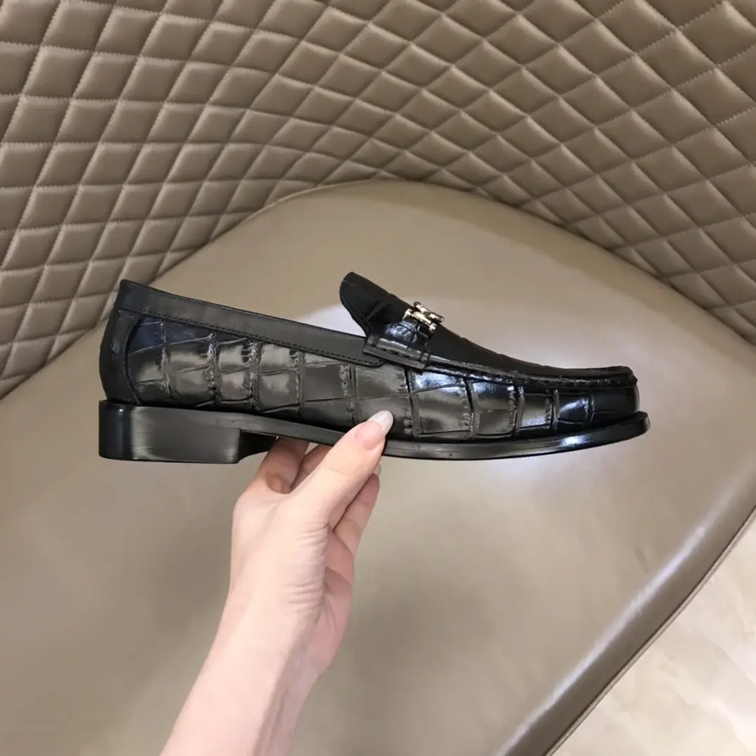 Gucci Business  Loafers, Black Crocodile, High-Quality Rep Shoes and Replica Footwear Premium 906