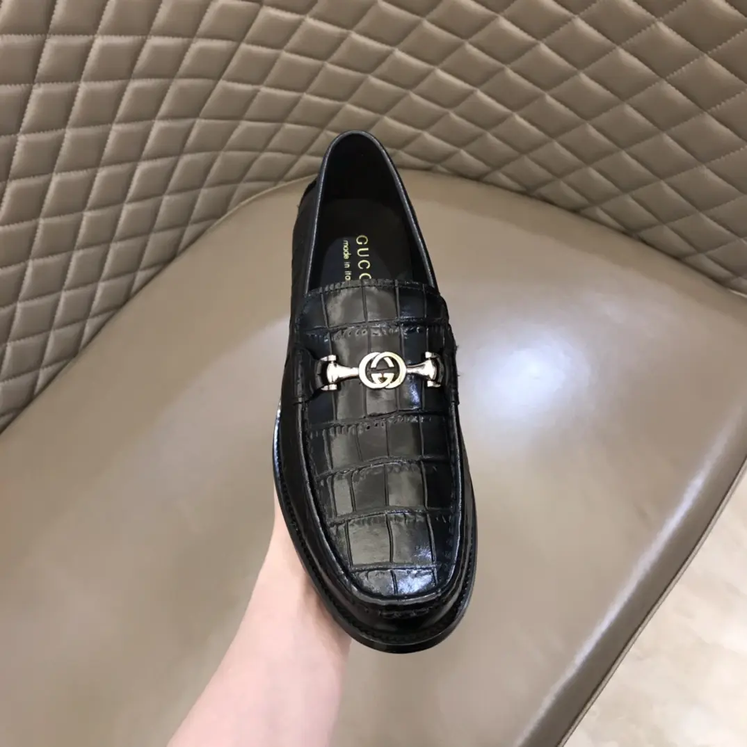Gucci Business  Loafers, Black Crocodile, High-Quality Rep Shoes and Replica Footwear Premium 906