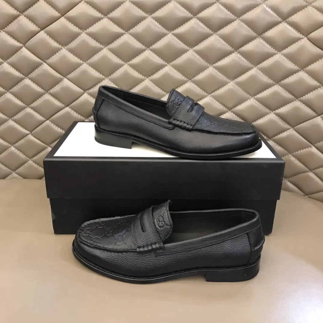 EasyCare Gucci Business  Loafers, Black, Embossed – Premium Rep Shoes & Gucci Replica 878