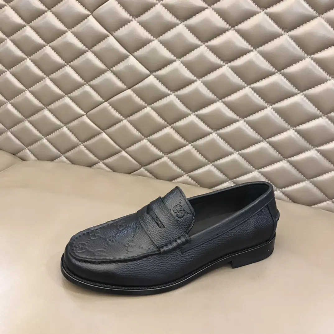 EasyCare Gucci Business  Loafers, Black, Embossed – Premium Rep Shoes & Gucci Replica 878