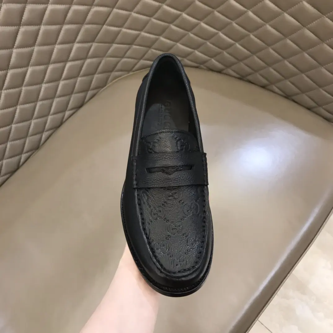 EasyCare Gucci Business  Loafers, Black, Embossed – Premium Rep Shoes & Gucci Replica 878
