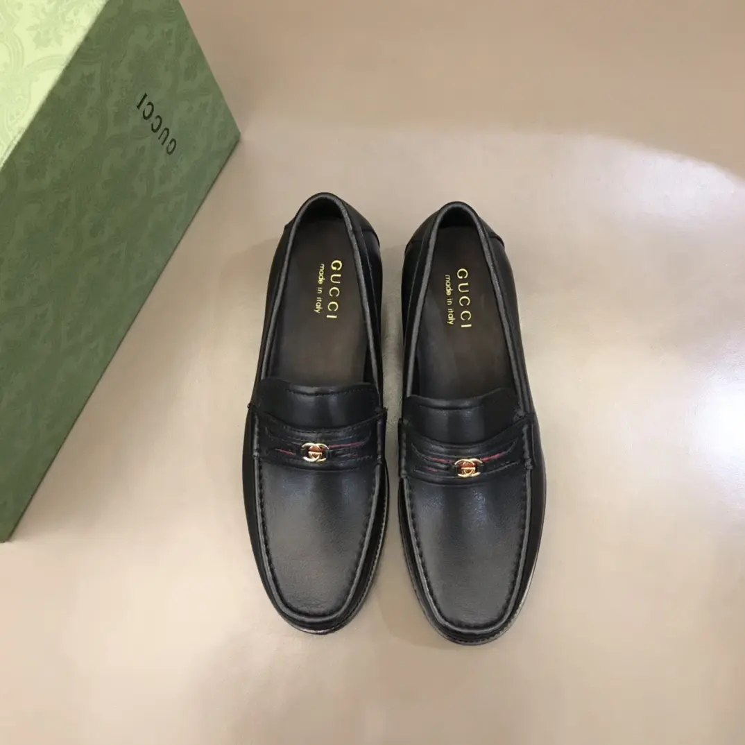 FlexibleFit Gucci Business  Loafers, Black Leather, High Quality Replica Shoes with Gucci Replica Design 883
