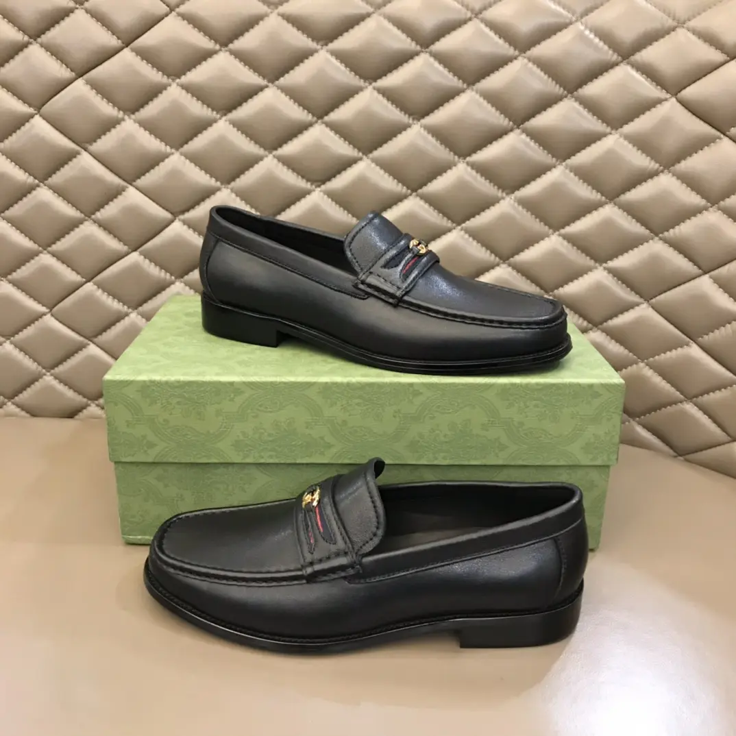FlexibleFit Gucci Business  Loafers, Black Leather, High Quality Replica Shoes with Gucci Replica Design 883