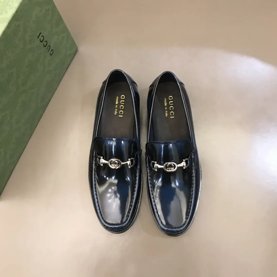 Breathable Gucci Business  Loafers, Black, Shiny – Premium Rep Shoes & Replica Shoes 898