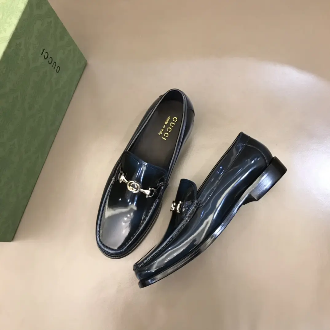 Breathable Gucci Business  Loafers, Black, Shiny – Premium Rep Shoes & Replica Shoes 898