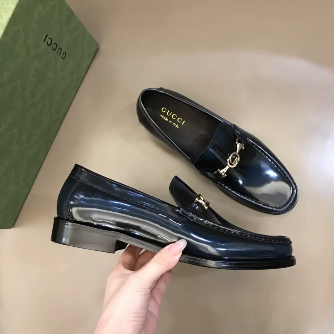 Breathable Gucci Business  Loafers, Black, Shiny – Premium Rep Shoes & Replica Shoes 898