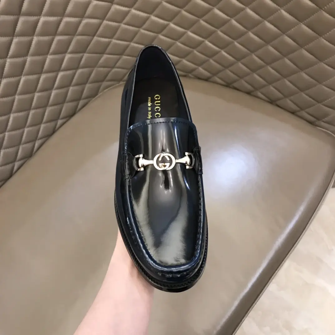 Breathable Gucci Business  Loafers, Black, Shiny – Premium Rep Shoes & Replica Shoes 898