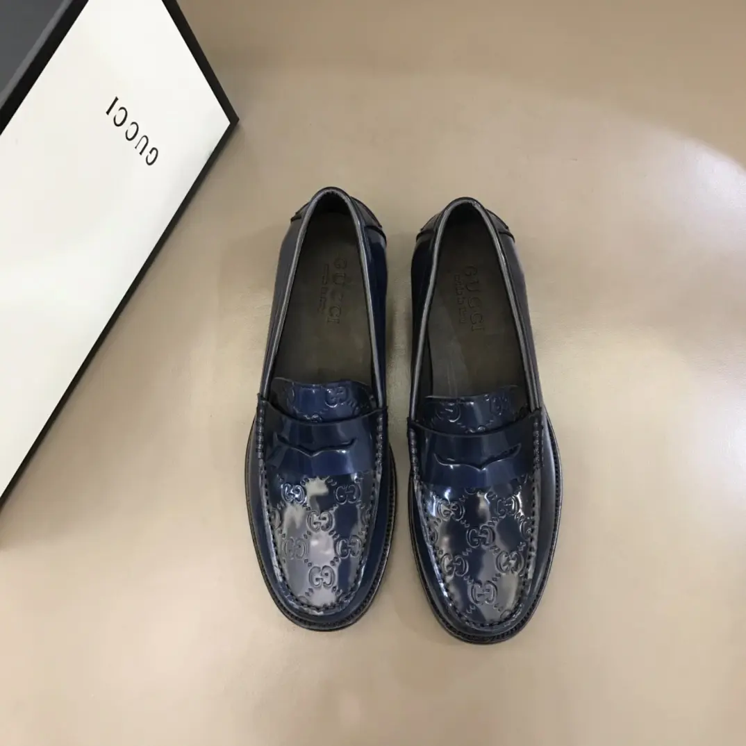 Upgraded Gucci Business  Loafers Blue Patent – Premium Rep Shoes & High Quality Replica Shoes 884