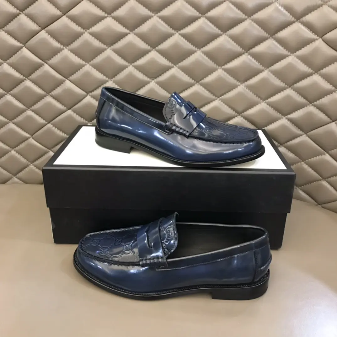 Upgraded Gucci Business  Loafers Blue Patent – Premium Rep Shoes & High Quality Replica Shoes 884