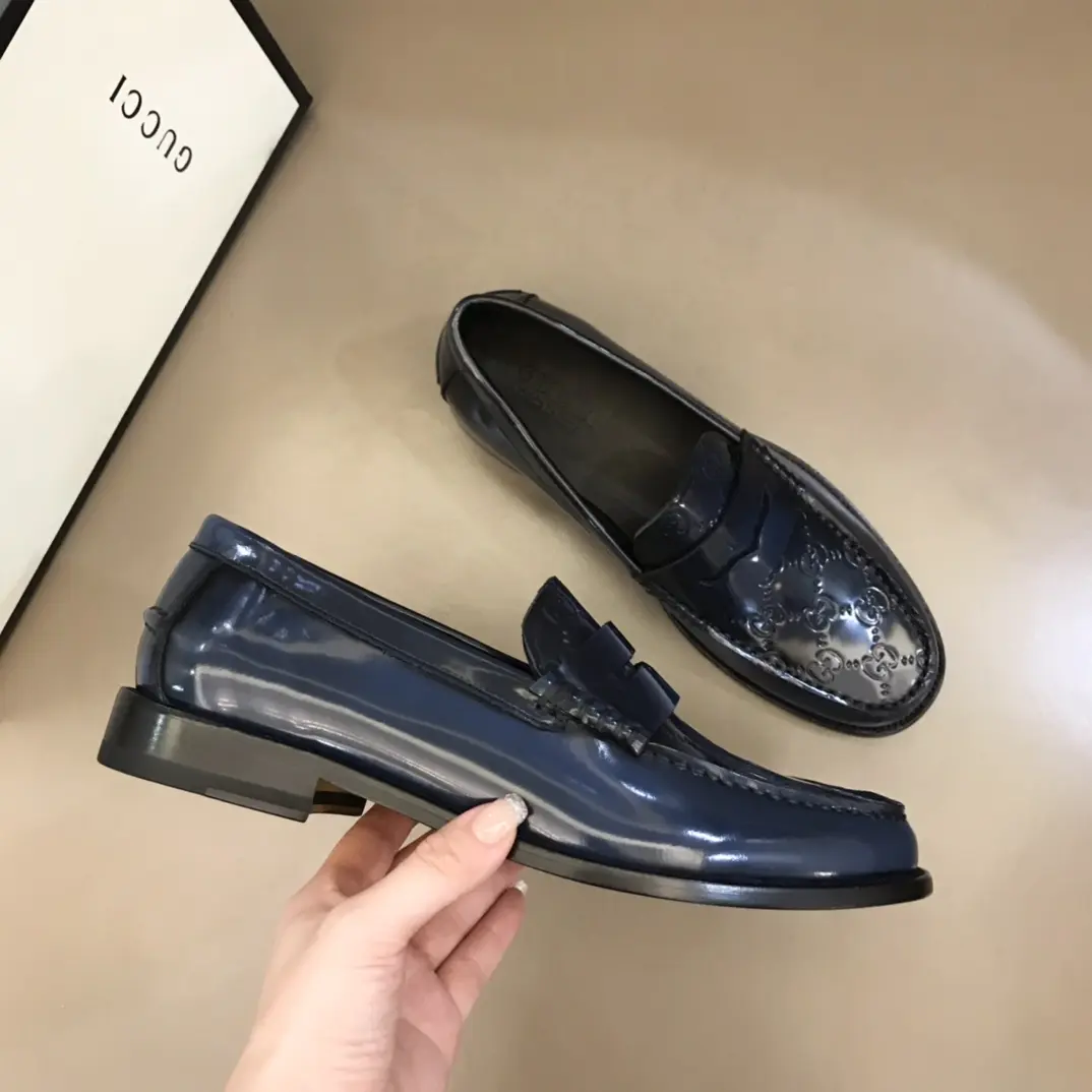 Upgraded Gucci Business  Loafers Blue Patent – Premium Rep Shoes & High Quality Replica Shoes 884