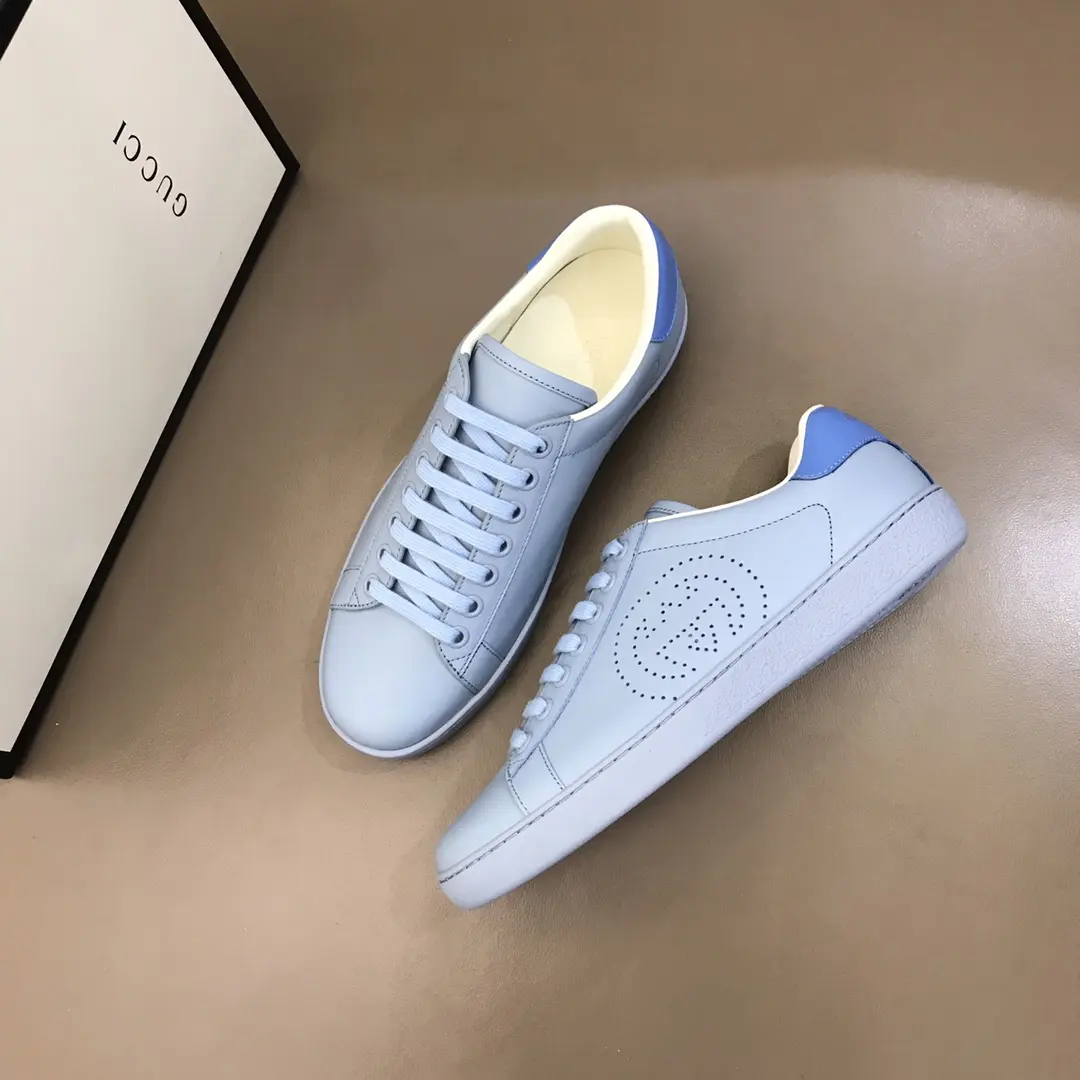 WeatherProof Gucci  Low-Top Sneakers – Light Blue, Authentic Italian Leather, Unisex Style with High Quality Gucci Replica Design 859