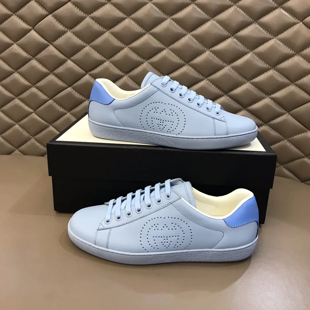 WeatherProof Gucci  Low-Top Sneakers – Light Blue, Authentic Italian Leather, Unisex Style with High Quality Gucci Replica Design 859