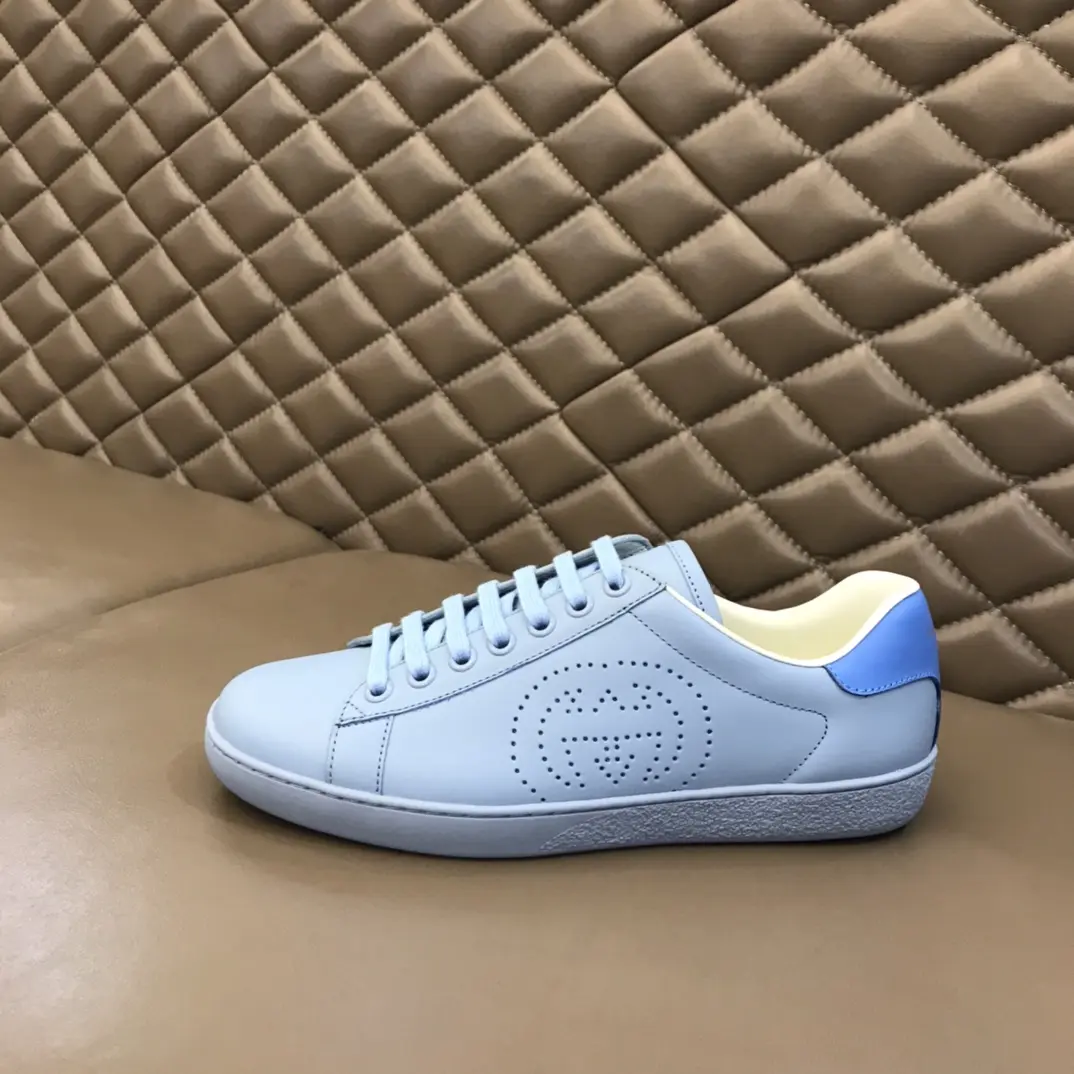 WeatherProof Gucci  Low-Top Sneakers – Light Blue, Authentic Italian Leather, Unisex Style with High Quality Gucci Replica Design 859