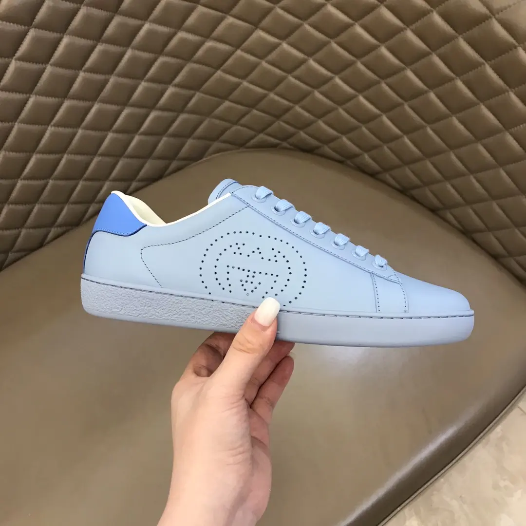 WeatherProof Gucci  Low-Top Sneakers – Light Blue, Authentic Italian Leather, Unisex Style with High Quality Gucci Replica Design 859