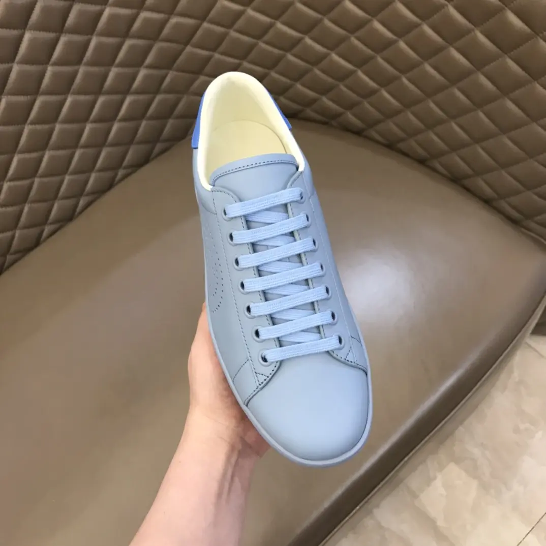 WeatherProof Gucci  Low-Top Sneakers – Light Blue, Authentic Italian Leather, Unisex Style with High Quality Gucci Replica Design 859