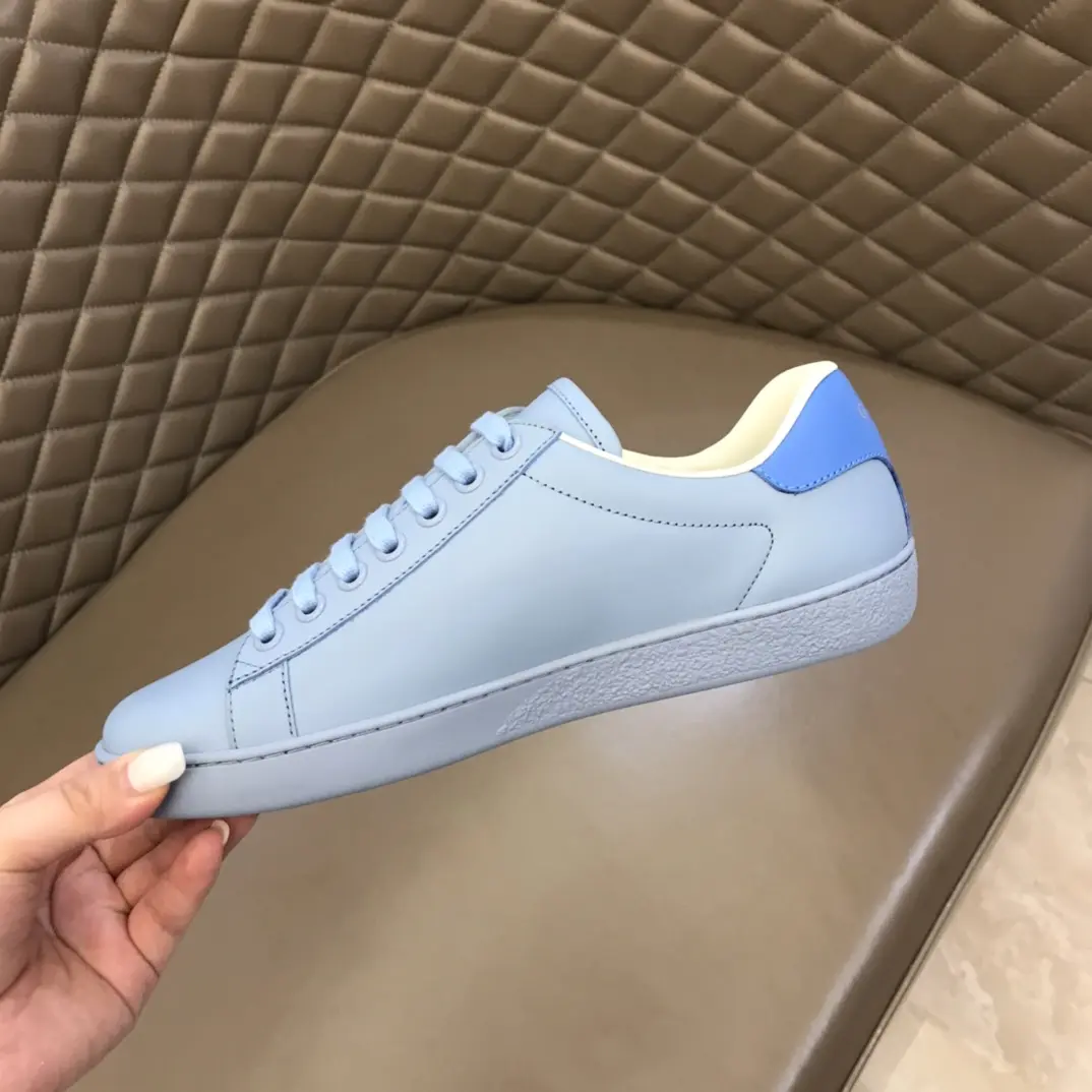 WeatherProof Gucci  Low-Top Sneakers – Light Blue, Authentic Italian Leather, Unisex Style with High Quality Gucci Replica Design 859