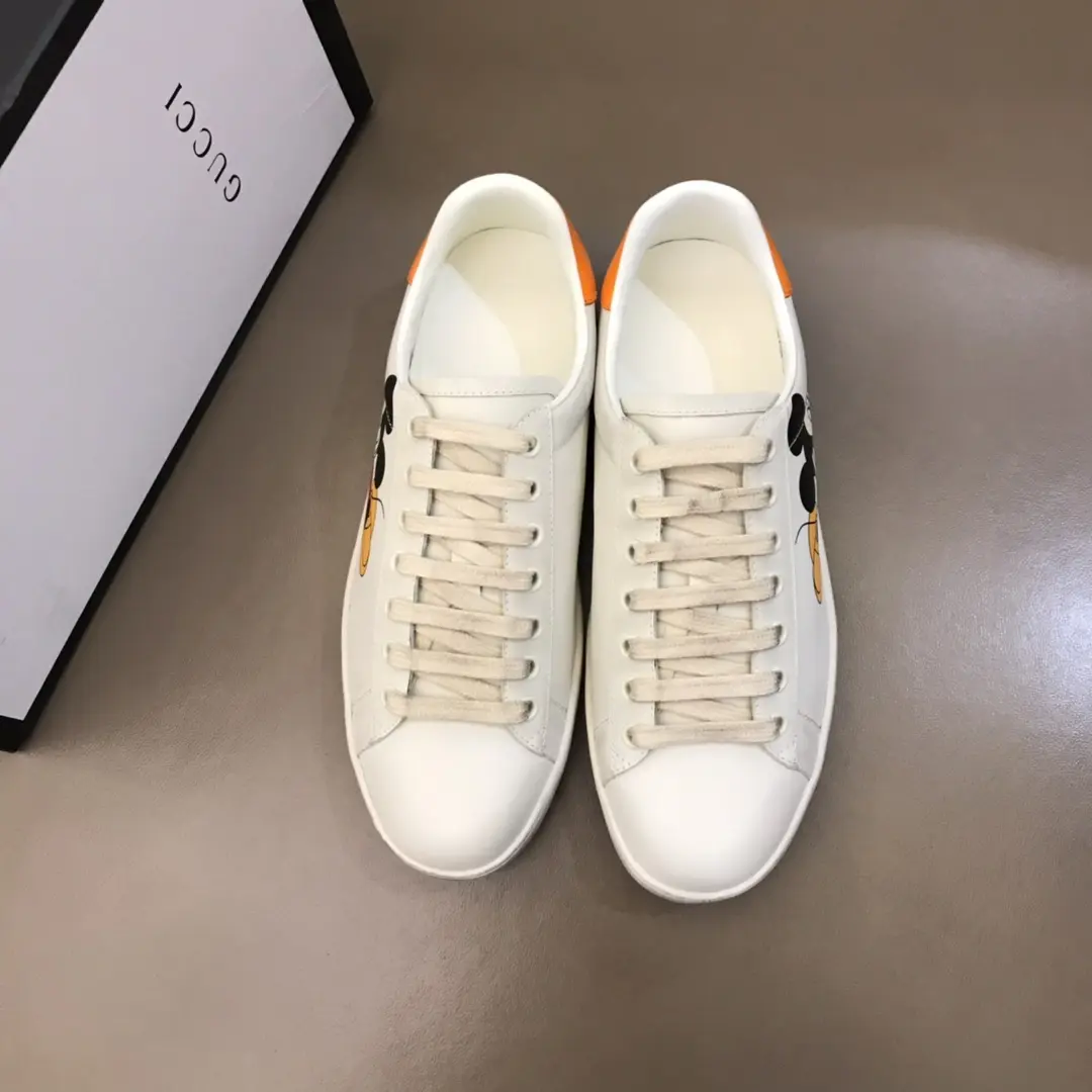 FlexibleFit Gucci  White Sneakers – Orange Trim with High Quality Replica Shoes and Gucci Replica Design 820