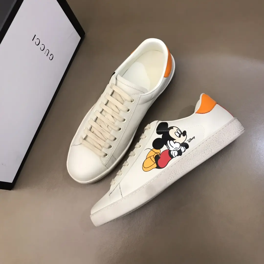 FlexibleFit Gucci  White Sneakers – Orange Trim with High Quality Replica Shoes and Gucci Replica Design 820