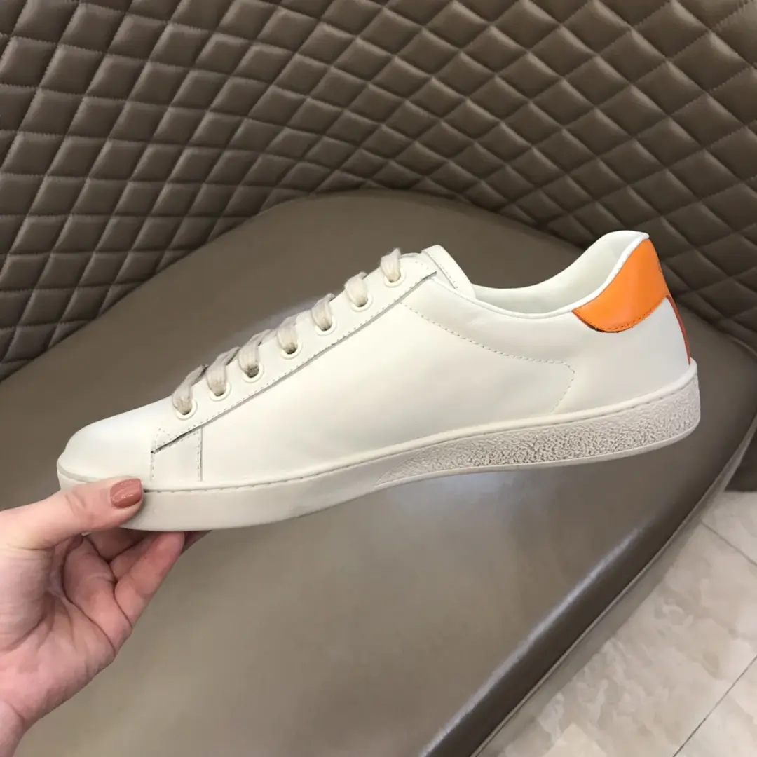 FlexibleFit Gucci  White Sneakers – Orange Trim with High Quality Replica Shoes and Gucci Replica Design 820