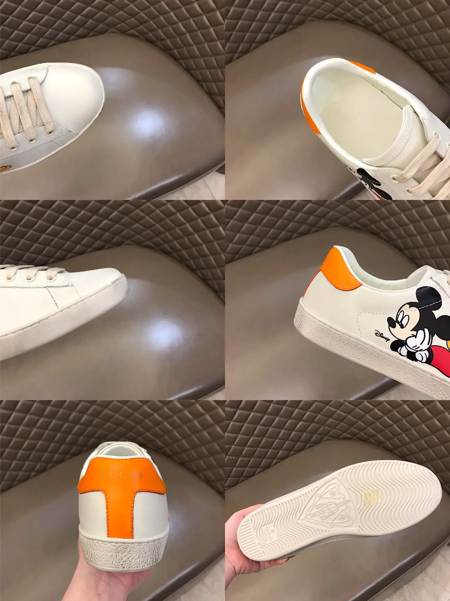 FlexibleFit Gucci  White Sneakers – Orange Trim with High Quality Replica Shoes and Gucci Replica Design 820