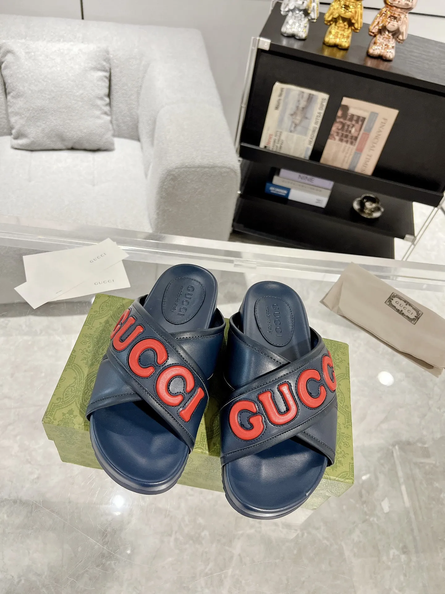 NewStyle Gucci Couple Slide Sandals, Blue Red –  Rep Shoes & Replica Footwear 940