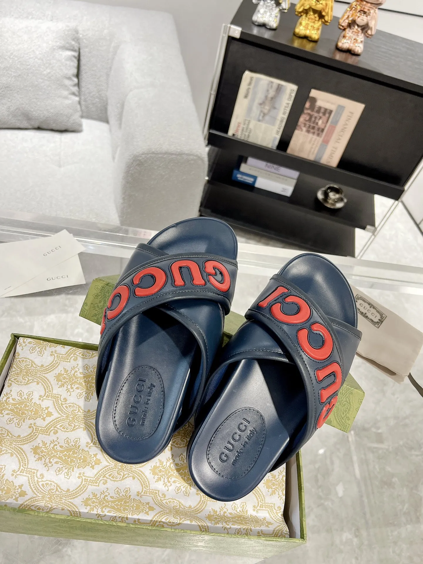 NewStyle Gucci Couple Slide Sandals, Blue Red –  Rep Shoes & Replica Footwear 940