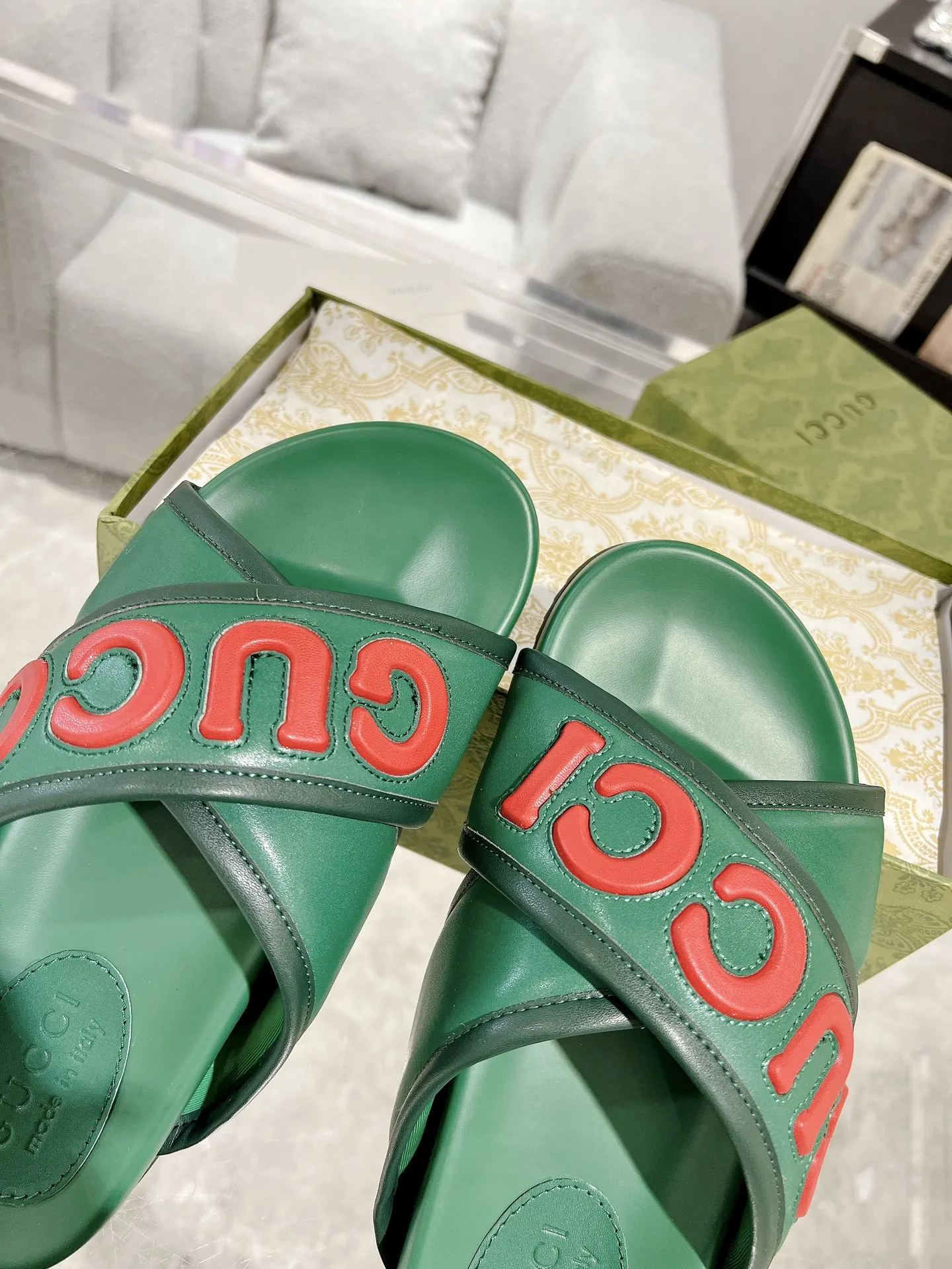 TechFriendly Gucci Couple Slide Sandals Green Top Version –  Rep Shoes & Replica Shoes 936