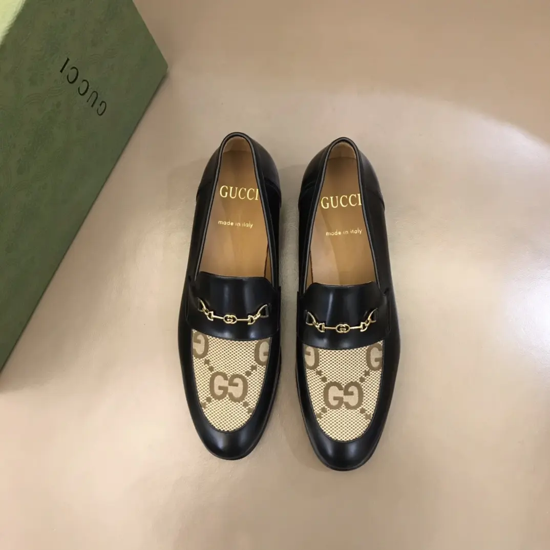 Durable Gucci GG Loafers Black and Beige Leather –  Rep Shoes & Replica Shoes 904