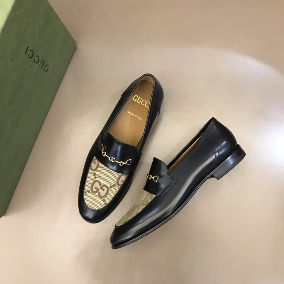 Durable Gucci GG Loafers Black and Beige Leather –  Rep Shoes & Replica Shoes 904