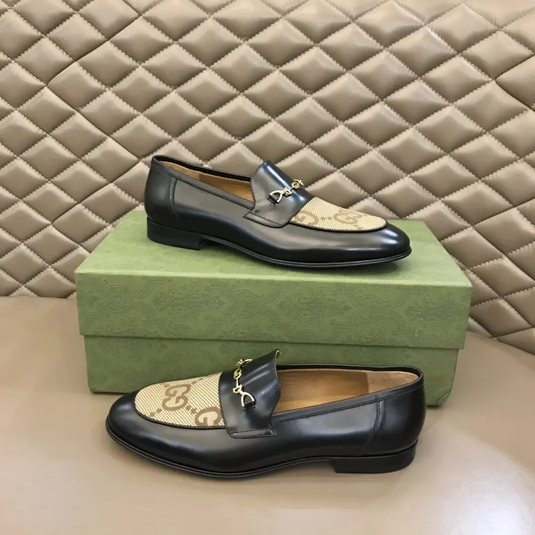 Durable Gucci GG Loafers Black and Beige Leather –  Rep Shoes & Replica Shoes 904