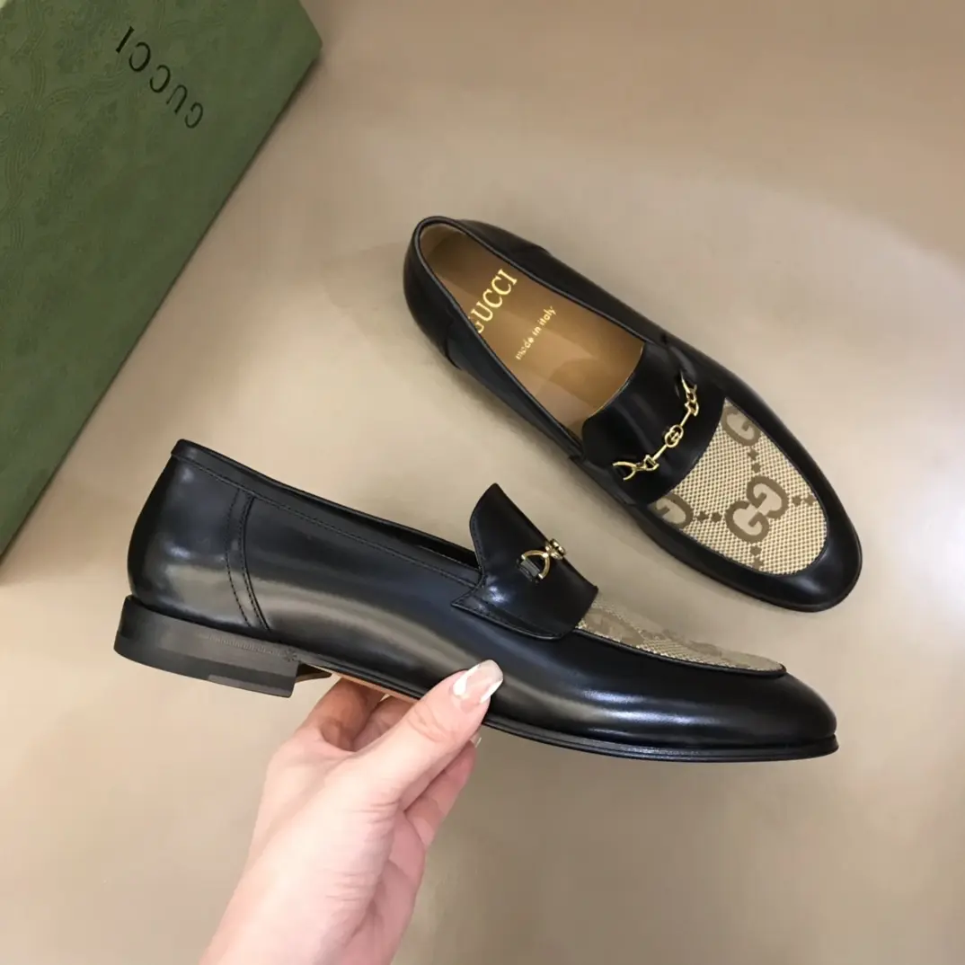 Durable Gucci GG Loafers Black and Beige Leather –  Rep Shoes & Replica Shoes 904