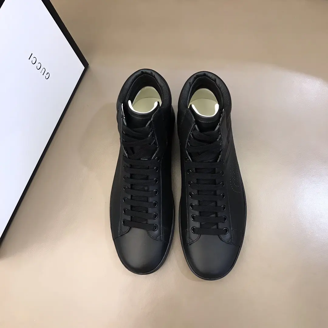 Gucci Men’s Ace High-Top Sneakers – Black, Fall Winter Collection, High Quality Replica Shoes, Gucci Replica AllSeason 832