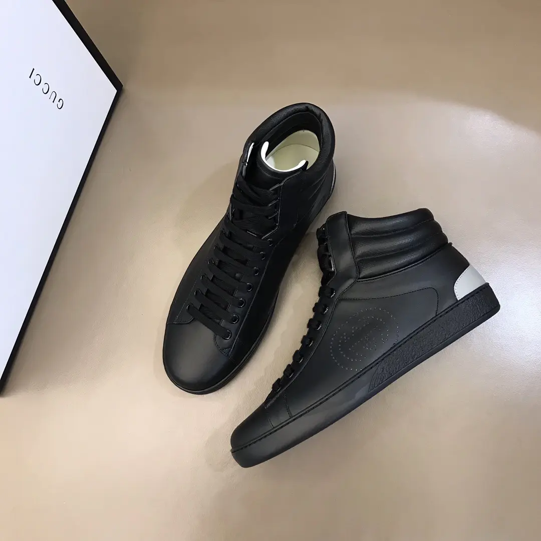 Gucci Men’s Ace High-Top Sneakers – Black, Fall Winter Collection, High Quality Replica Shoes, Gucci Replica AllSeason 832