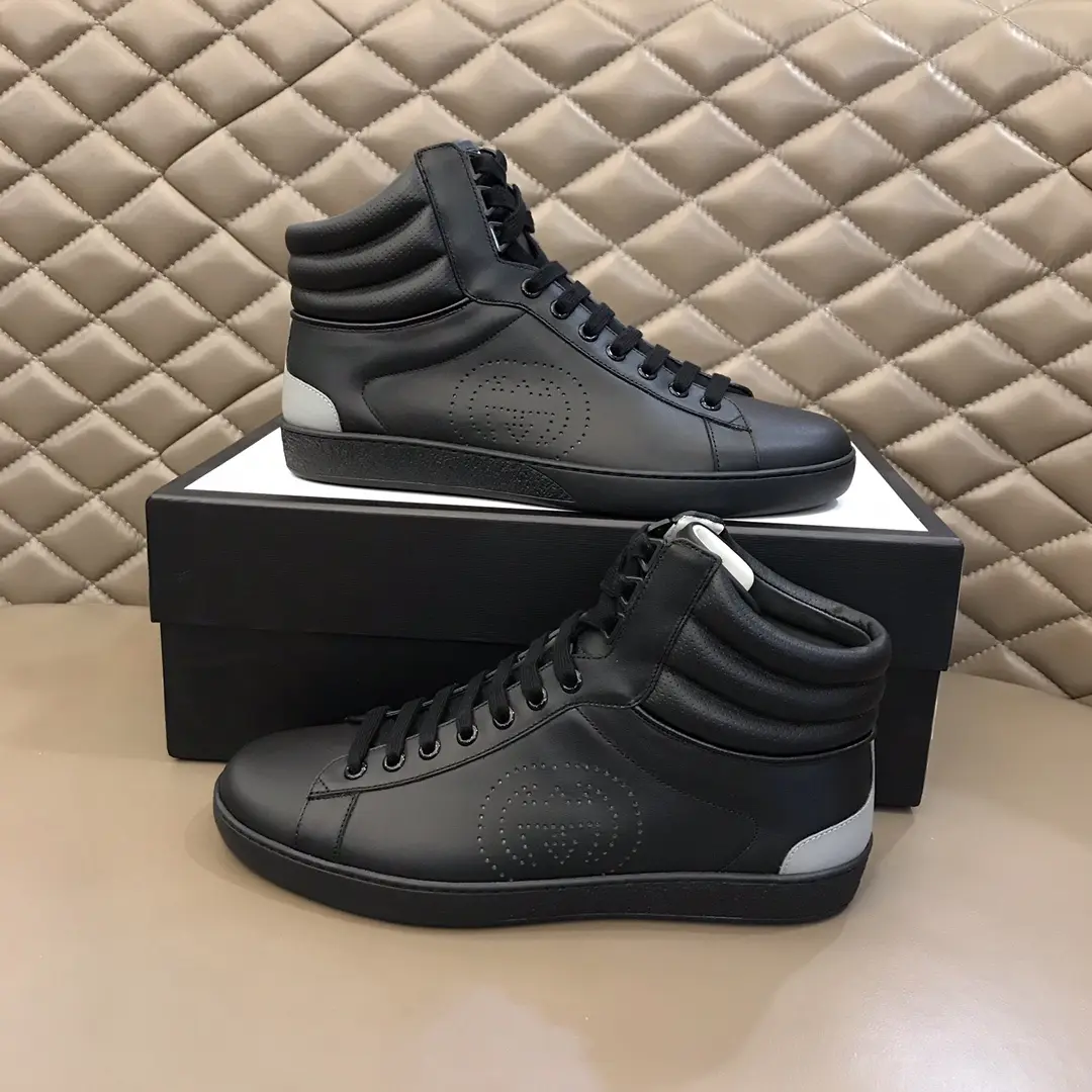Gucci Men’s Ace High-Top Sneakers – Black, Fall Winter Collection, High Quality Replica Shoes, Gucci Replica AllSeason 832